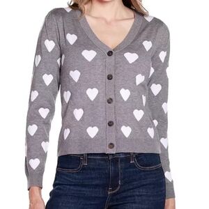 NWT Gray Heart Cardigan - $59 Retail